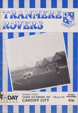 Tranmere Rovers v Cardiff City Match Programme 1987-02-24